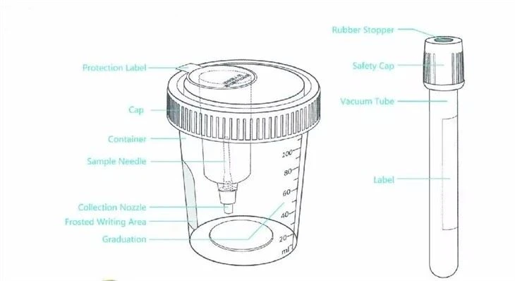 Vauum Urine Container 60ml 90ml 120ml